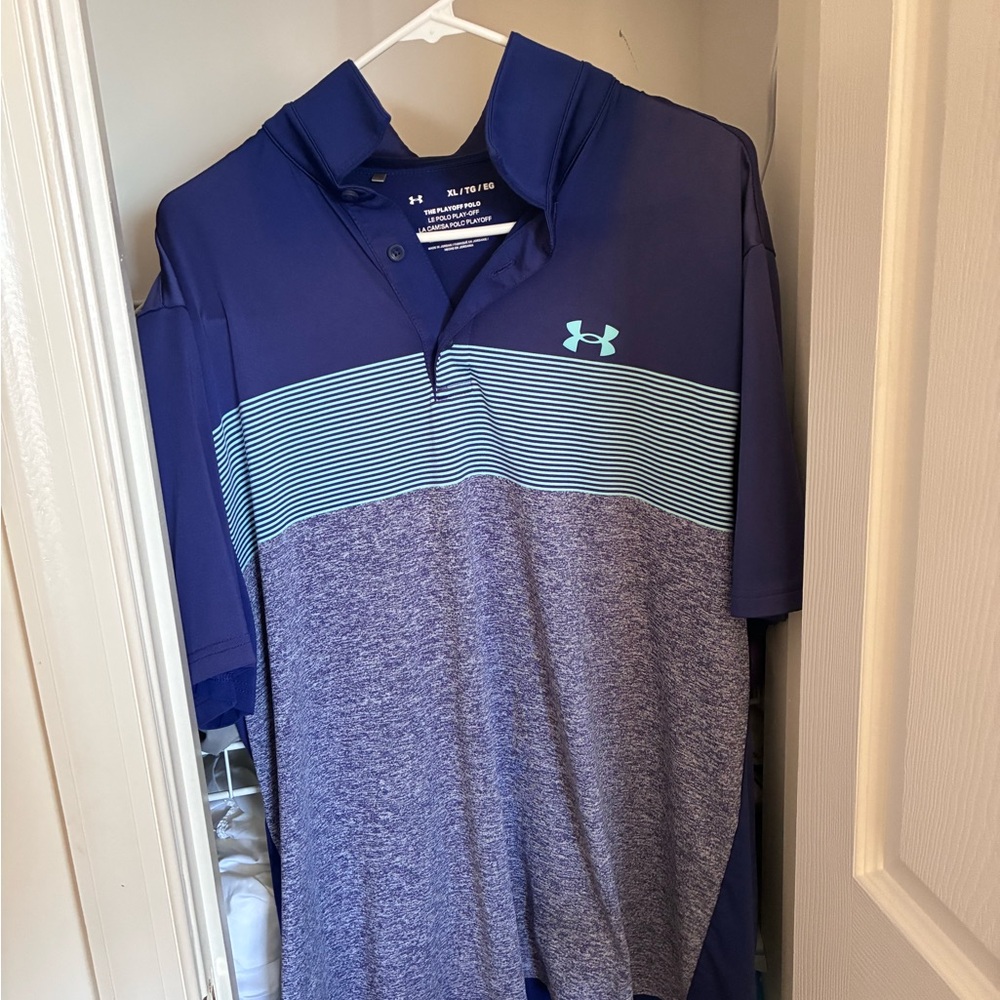 Under Armour Men's Navy and Aqua Polo Shirt